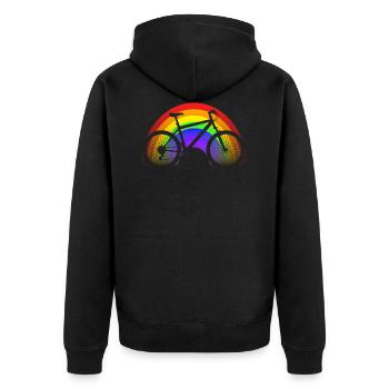 Mountain bike rainbow rainbow colors - Unisex Premium Organic Zip Hoodie - black - Back - Nico (187cm)