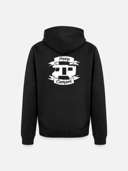 Happy Camper - Unisex Premium Organic Zip Hoodie - black