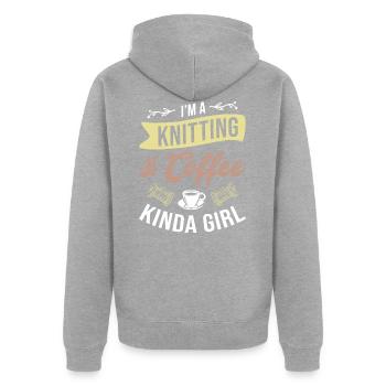 I'm A Knitting And Coffee Kinda Girl - Knitting - Unisex Premium Organic Zip Hoodie - heather grey - Back - Nico (187cm)