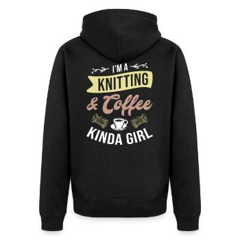 Je suis une fille à tricoter et à café Kinda - Tricot - Veste à capuche bio Premium Unisexe - noir - Dos - Nico (187cm)