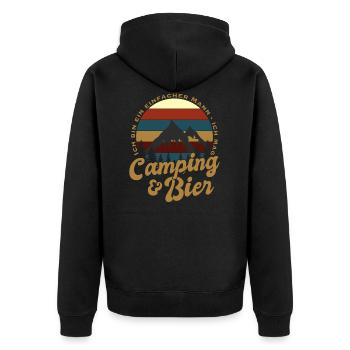Camping Bier Mann Lustiger Witziger Spruch Männer - Unisex Premium Bio Zip Hoodie - Schwarz - Hinten - Nico (187cm)