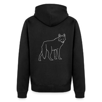 Kojote - Unisex Premium Bio Zip Hoodie - Schwarz - Hinten - Nico (187cm)