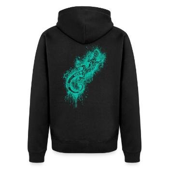 Lizard gecko tribal tattoo turquoise - Unisex Premium Organic Zip Hoodie - black - Back - Nico (187cm)