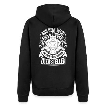 Briefträger Postbote Zusteller Kurier Briefe Post - Unisex Premium Bio Zip Hoodie - Schwarz - Hinten - Nico (187cm)