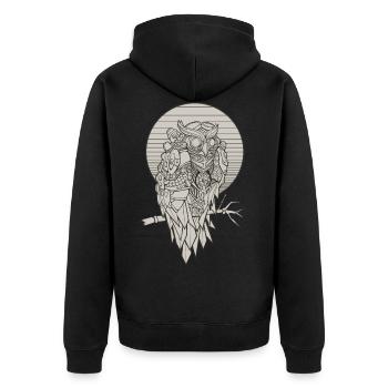 Steampunk owl owl mechanical geometric - Unisex Premium Organic Zip Hoodie - black - Back - Nico (187cm)