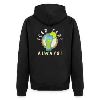 Iced Tea? Always! Eistee - immer - Unisex Premium Bio Zip Hoodie - Schwarz - Hinten - Nico (187cm)