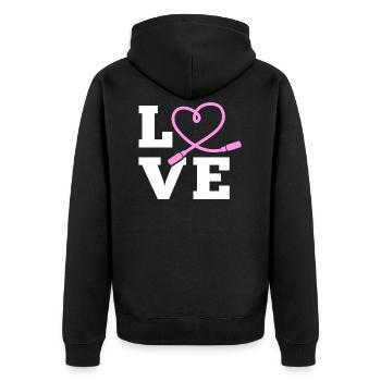 LOVE Jump rope - Unisex Premium Organic Zip Hoodie - black - Back - Nico (187cm)