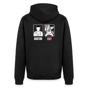 EMT Dabbing Unicorn Funny Boring Doctor Quote Fun - Unisex Premium Organic Zip Hoodie - black - Back - Nico (187cm)