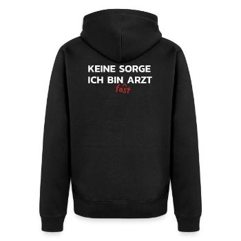 Keine Sorge Ich Bin Fast Arzt Medizinstudent - Unisex Premium Bio Zip Hoodie - Schwarz - Hinten - Nico (187cm)