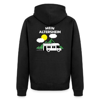 Altersheim Rentner Wohnwagen Wohnmobil Geschenk - Unisex Premium Bio Zip Hoodie - Schwarz - Hinten - Nico (187cm)