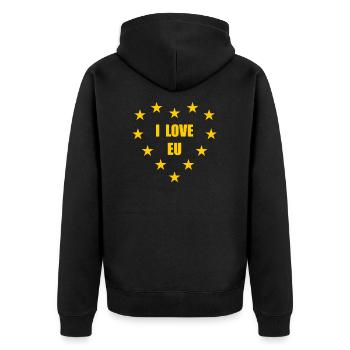 Europa I love EU Sterne Flagge Europäische Union - Unisex Premium Bio Zip Hoodie - Schwarz - Hinten - Nico (187cm)