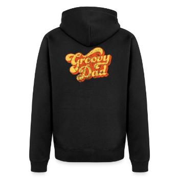 Groovy Dad - Vintage Style Design - Unisex Premium Organic Zip Hoodie - black - Back - Nico (187cm)