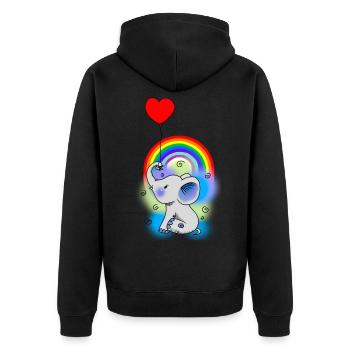Ballon Baby Elefant Kinder Geburt Fantasy Geschenk - Unisex Premium Bio Zip Hoodie - Schwarz - Hinten - Nico (187cm)