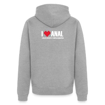 J'aime analyser les données avant de faire des hypothèses - Veste à capuche bio Premium Unisexe - gris chiné - Dos - Nico (187cm)