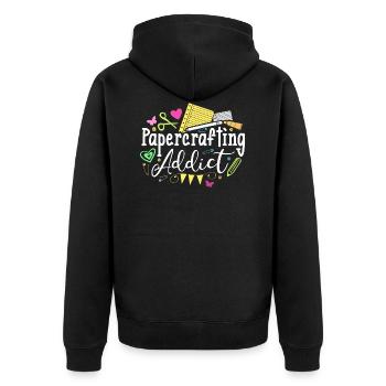 Papercrafting Addict - Unisex Premium Bio Zip Hoodie - Schwarz - Hinten - Nico (187cm)