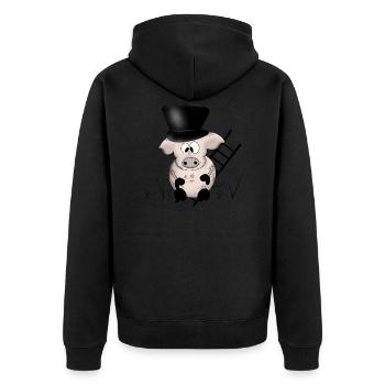 Pig New Year's Eve good luck - Unisex Premium Organic Zip Hoodie - black - Back - Nico (187cm)
