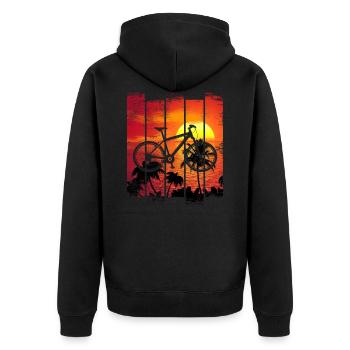 Mountainbiker Evolution - Premium Shirt - Unisex Premium Bio Zip Hoodie - Schwarz - Hinten - Nico (187cm)