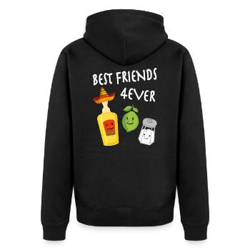 Tequila Zitrone Salz Beste Freunde Trinkteam - Unisex Premium Bio Zip Hoodie - Schwarz - Hinten - Nico (187cm)