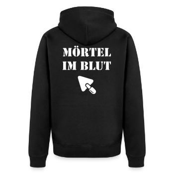 Mörtel im Blut Maurer Kelle Baustelle - Unisex Premium Bio Zip Hoodie - Schwarz - Hinten - Nico (187cm)