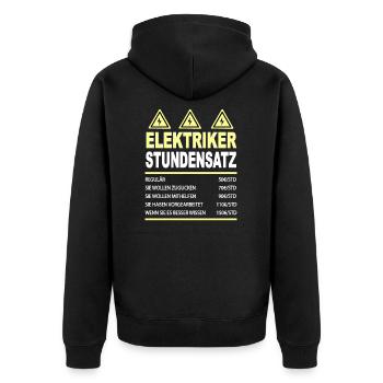 Elektriker Stundensatz Stundenlohn - Unisex Premium Bio Zip Hoodie - Schwarz - Hinten - Nico (187cm)