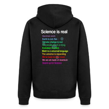 La science est réelle - la science est vraie! cadeau - Veste à capuche bio Premium Unisexe - noir - Dos - Nico (187cm)