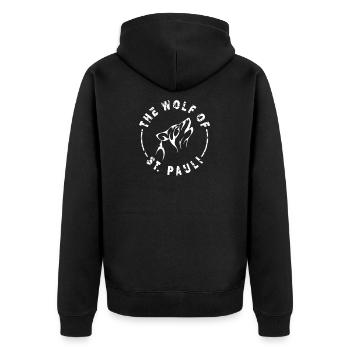 St. Pauli Hamburg Wolf - Unisex Premium Bio Zip Hoodie - Schwarz - Hinten - Nico (187cm)