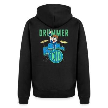 Drummer Kid - Drums Kids Motif - Unisex Premium Organic Zip Hoodie - black - Back - Nico (187cm)