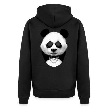 Panda en noir - Veste à capuche bio Premium Unisexe - noir - Dos - Nico (187cm)