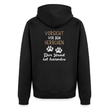 Vorsicht Vor Dem Herrchen Der Hund Ist Harmlos Dog - Unisex Premium Bio Zip Hoodie - Schwarz - Hinten - Nico (187cm)