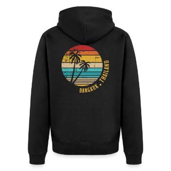 Bangkok - Unisex Premium Bio Zip Hoodie - Schwarz - Hinten - Nico (187cm)