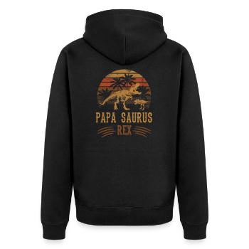 Papa Saurus Rex Dinosaur Saurian Father's Day - Unisex Premium Organic Zip Hoodie - black - Back - Nico (187cm)