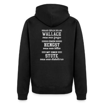 Pferde Wallach Hengst Stute Pferderassen Pferd - Unisex Premium Bio Zip Hoodie - Schwarz - Hinten - Nico (187cm)