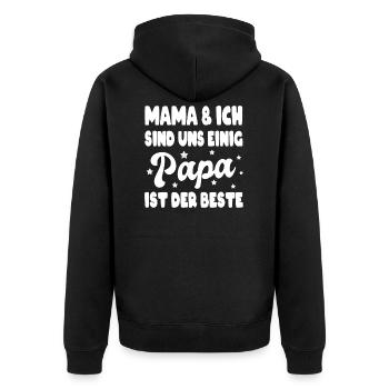 Mama Und Ich Papa Der Beste Werdender Vater - Unisex Premium Bio Zip Hoodie - Schwarz - Hinten - Nico (187cm)