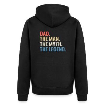 Father's Day Shirt Dad The Man The Myth The Legend - Unisex Premium Organic Zip Hoodie - black - Back - Nico (187cm)
