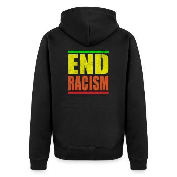 End Racism Prostet Afroamerikanische Kultur - Unisex Premium Bio Zip Hoodie - Schwarz - Hinten - Nico (187cm)