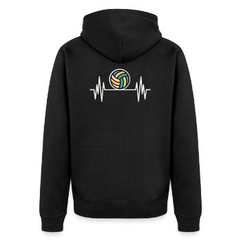 Volleyball Herzschlag Puls Volleyballtrainer Sport - Unisex Premium Bio Zip Hoodie - Schwarz - Hinten - Nico (187cm)