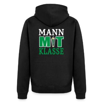 Lehrer Mann Mit Klasse Pädagoge Klassenlehrer - Unisex Premium Bio Zip Hoodie - Schwarz - Hinten - Nico (187cm)