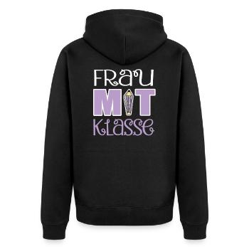 Lehrerin Frau Mit Klasse Pädagogin Klassenlehrerin - Unisex Premium Bio Zip Hoodie - Schwarz - Hinten - Nico (187cm)