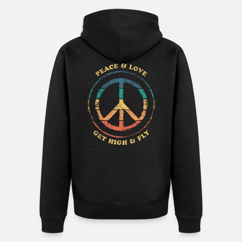 Signe de paix Peace & Love - Veste à capuche bio Premium Unisexe - noir