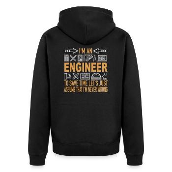 Engineer Save Time Never Wrong IT knowledge - Unisex Premium Organic Zip Hoodie - black - Back - Nico (187cm)