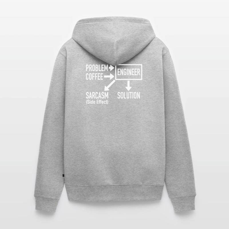 Engineer Problem Coffee Sarcasm Solution Cadeau Veste à capuche bio Premium Unisexe