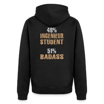 49% Engineer Student 51% Badass Engineer Student - Unisex Premium Organic Zip Hoodie - black - Back - Nico (187cm)