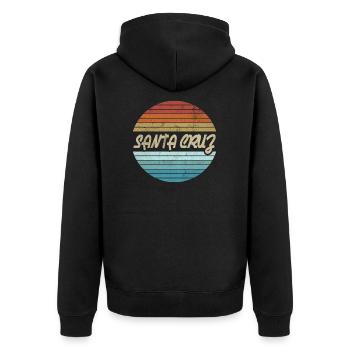 Santa Cruz California Sonnenuntergang 70er 80er - Unisex Premium Bio Zip Hoodie - Schwarz - Hinten - Nico (187cm)