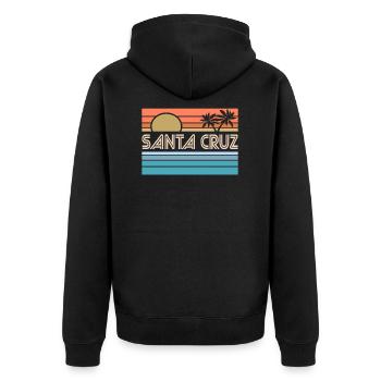 Santa Cruz California Sonnenuntergang 70er 80er - Unisex Premium Bio Zip Hoodie - Schwarz - Hinten - Nico (187cm)