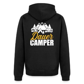 camping - Unisex Premium Organic Zip Hoodie - black - Back - Nico (187cm)