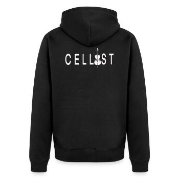 Cellist lettering with cello - Unisex Premium Organic Zip Hoodie - black - Back - Nico (187cm)