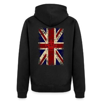 Union Jack - Look d'occasion - Édition Vintage - Veste à capuche bio Premium Unisexe - noir - Dos - Nico (187cm)