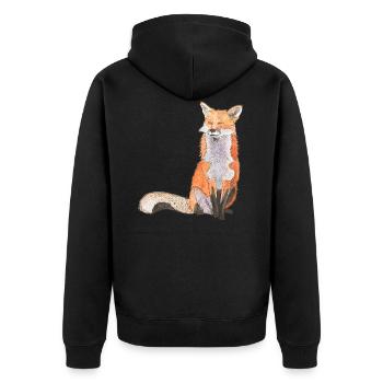 Fox sitting satisfait Renard intelligent - Veste à capuche bio Premium Unisexe - noir - Dos - Nico (187cm)