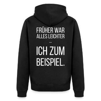 Abnehmen lustiger Spruch - Unisex Premium Bio Zip Hoodie - Schwarz - Hinten - Nico (187cm)