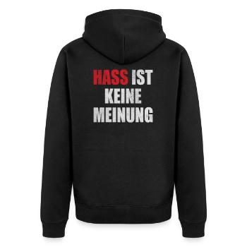 Hass Ist Keine Meinung Gegen Rassismus Grundgesetz - Unisex Premium Bio Zip Hoodie - Schwarz - Hinten - Nico (187cm)